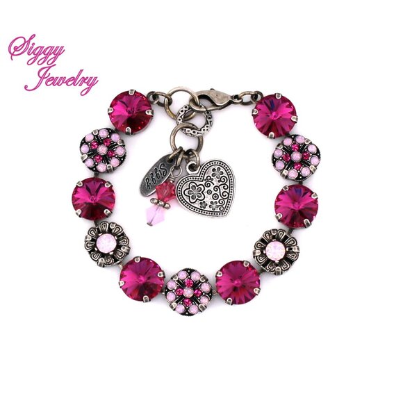Magenta Glow Tennis Bracelet made with Genuine Austrian Rivoli Crystals - Picture 1 of 7